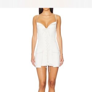 White Lace-Up Mini Dress